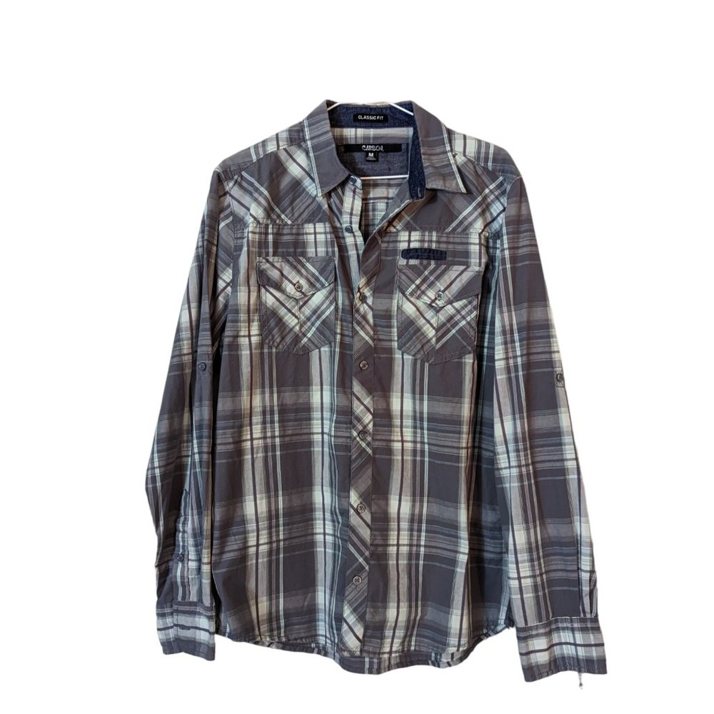 Men's Carbon button down shirt, grey multi, size M